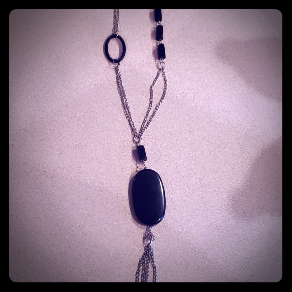 Onyx double chain fashion necklace